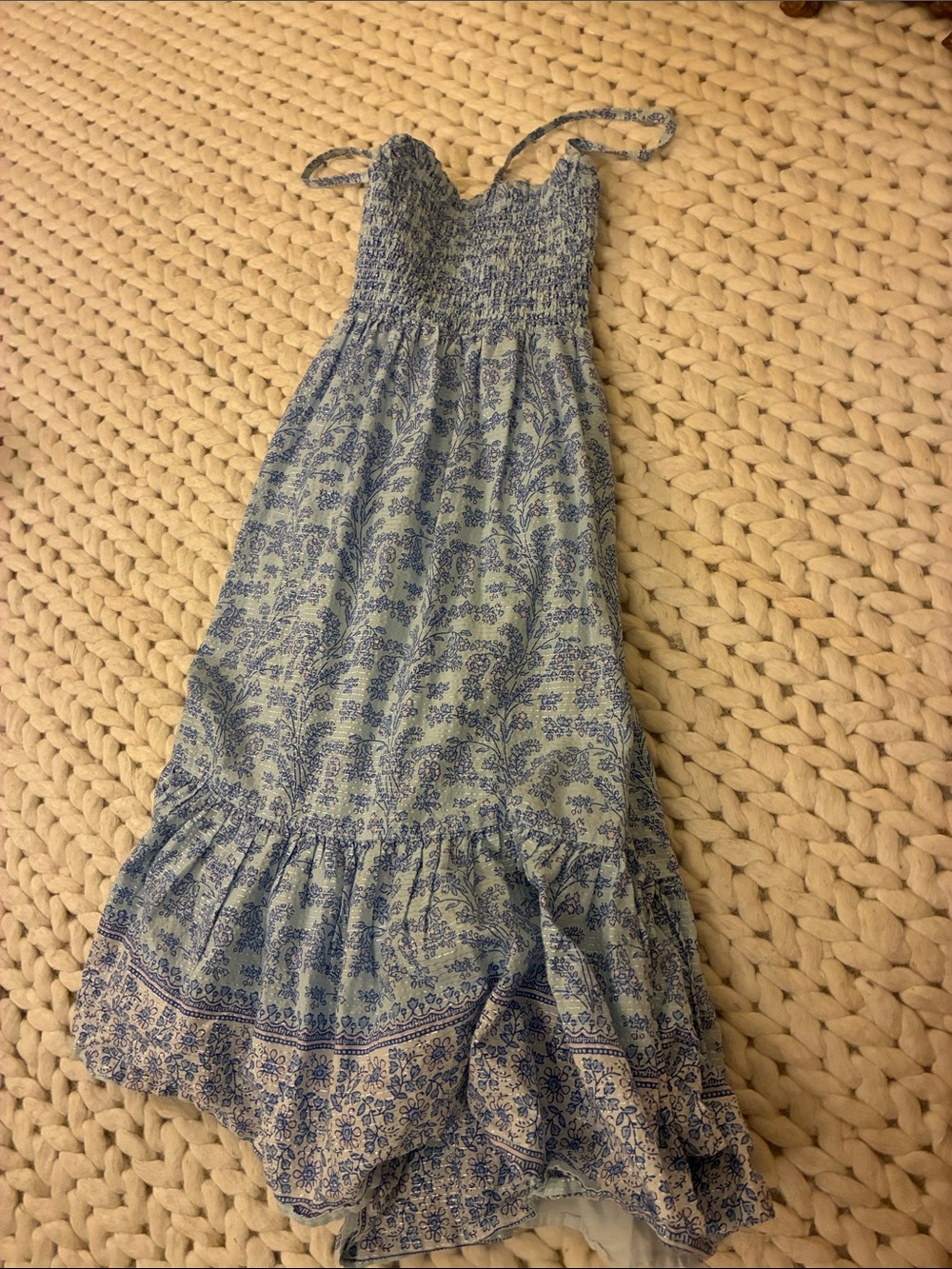 J. Crew Blue Floral Smock-Top Maxi Dress